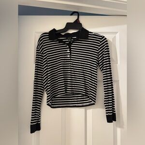 Forever 21 Black and White Striped Button Down Shirt